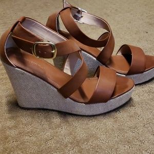 Banana Republic Brown Strappy Wedge Sandals